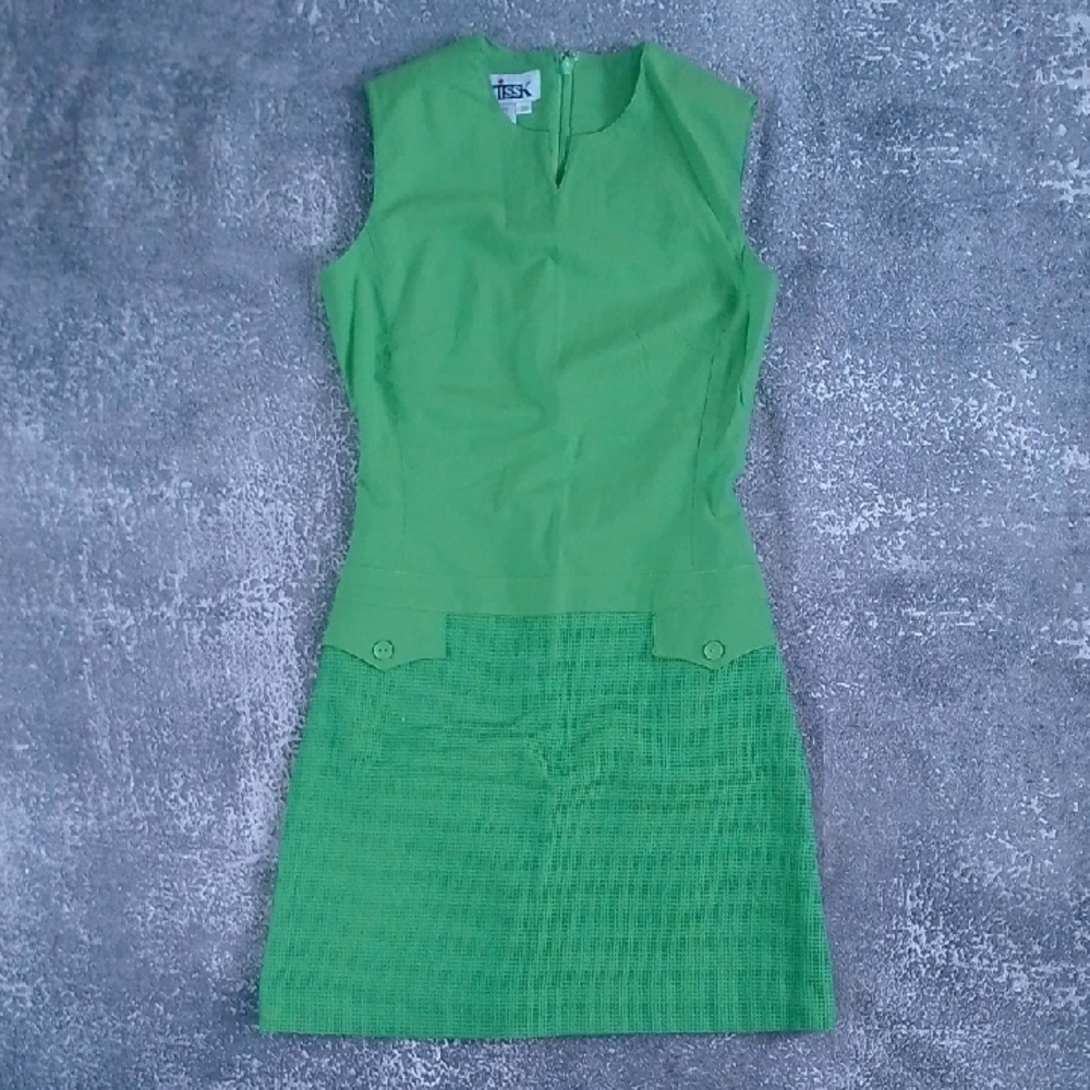 Vintage 90s Sleeveless Dress Plaid MissK GREEN